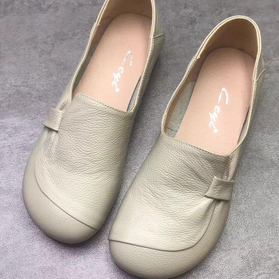Flat shoes 2025 women's single shoes soft sole soft leather comfortable flat shoes women's shoes