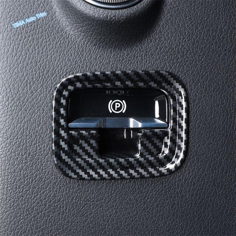 Carbon Fiber Hand Brake Button / Gear Shift / Water Cup Cover Trim For Mercedes Benz E-Class W214 E300 2024 2025 ABS Accessories