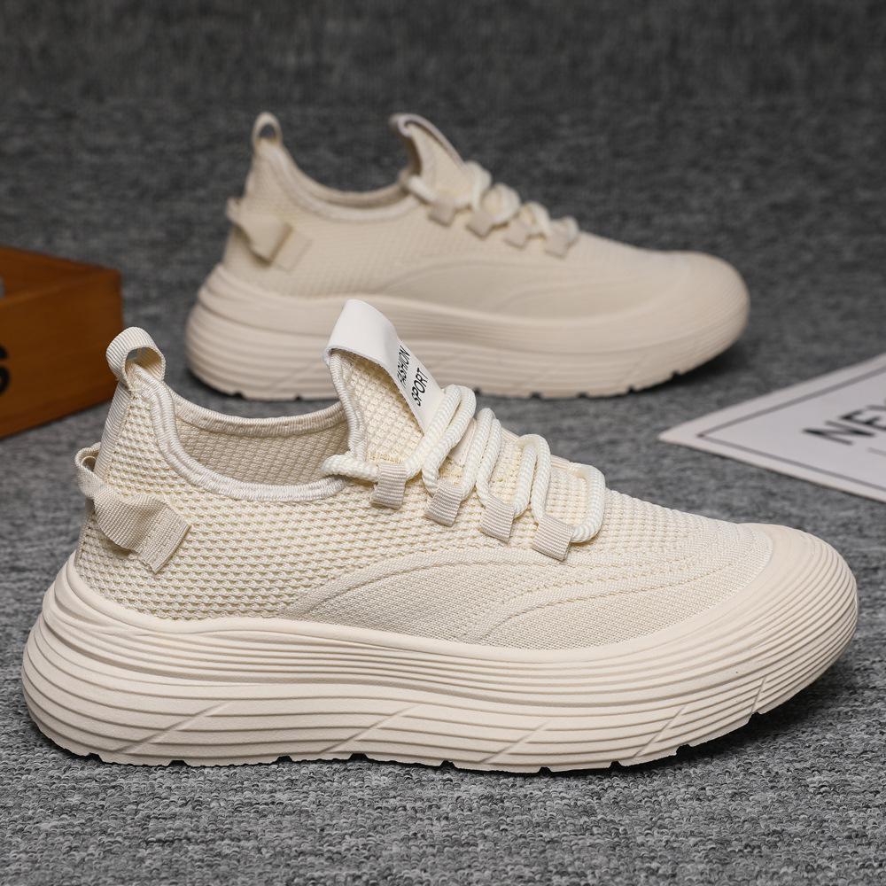 Men's and women's same mesh shoes, light couple shoes, breathable, fly-woven trend, comfortable, versatile, thick-soled, one-pedal casual shoes