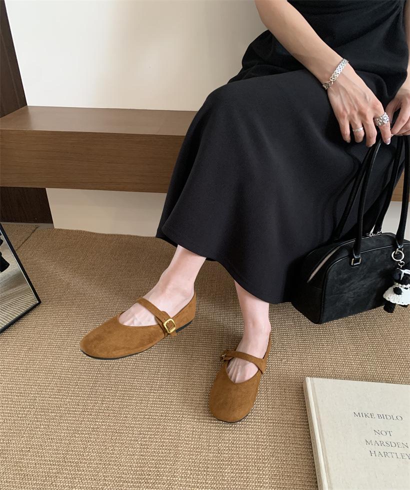 Women's shoes flat Mary Jane shoes women's 2025 spring and summer new square head shallow mouth gentle evening shoes