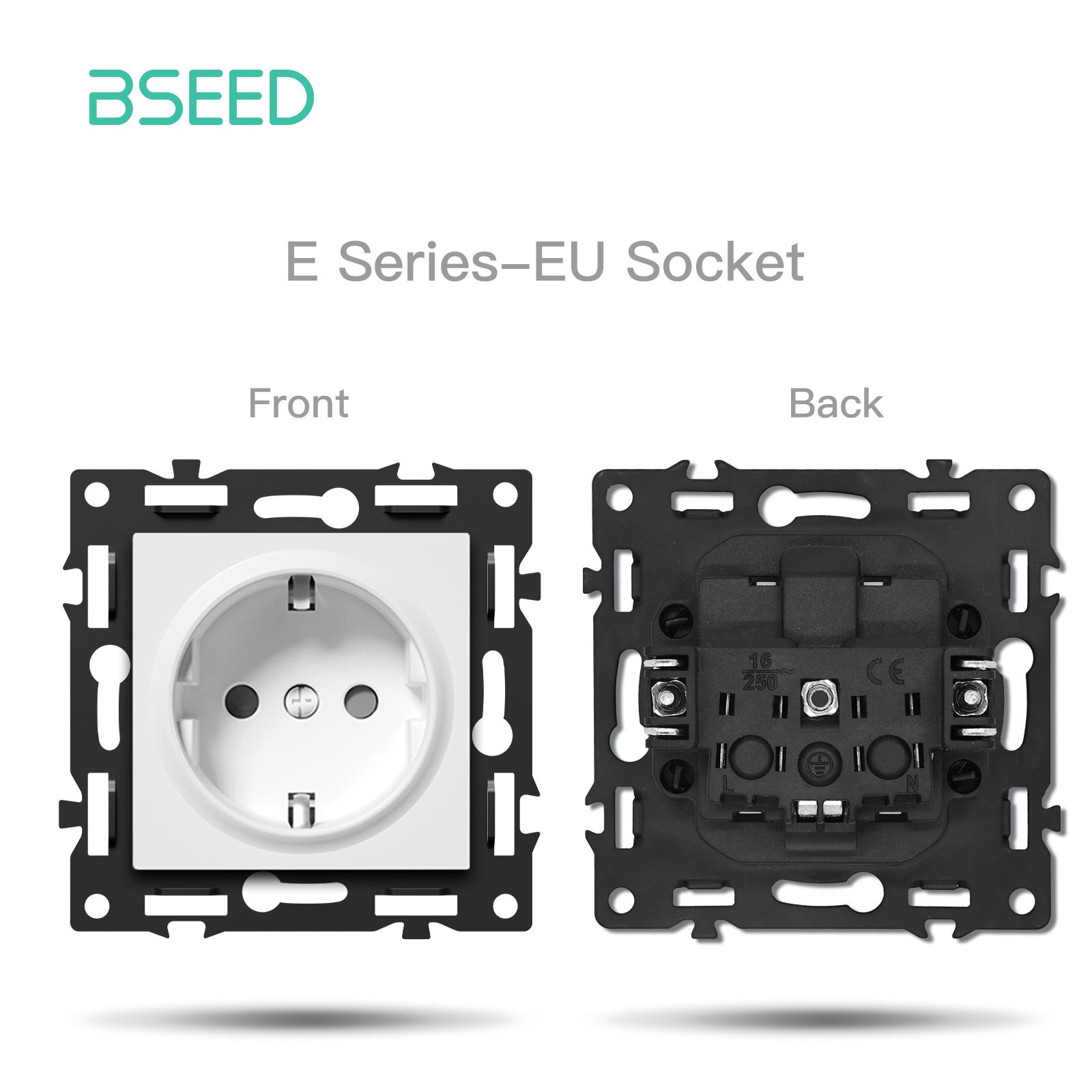 

BSEED Switch DIY Modules Light Switch Parts White Glass Frame DIY Combination Wall Sockets TV CAT6 USB-C Charge Key E-Series No WIFI&EU standard
