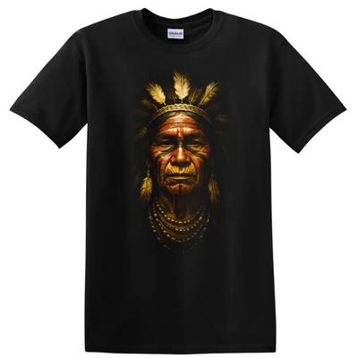 T-shirt Portrait Natif Chef Dakota Headdress Esprit Art Tribal Tee
