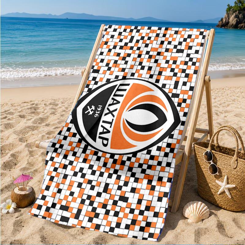 Asciugamano da Spiaggia con Design dello Stemma dello Shakhtar Donetsk, Asciugatura Rapida, Facile da Curare, Adatto Sia per il Fitness che per le Vacanze al Mare, Essenziale per lo Sport