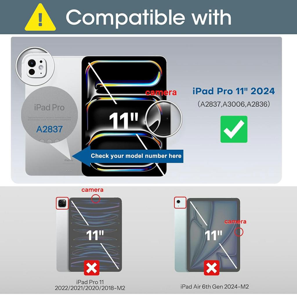 For iPad Pro 11 (2024) Case TPU+Acrylic+PC Matte Shockproof Tablet Cover