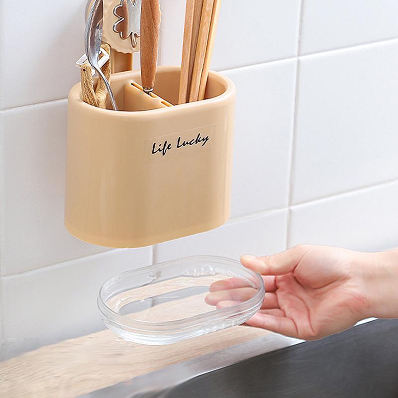 Creative Suction Cup Chopstick Tube Multifunctional Punch-free Strong Wall Drainage Ventilation Kitchen Chopsticks Household Sto