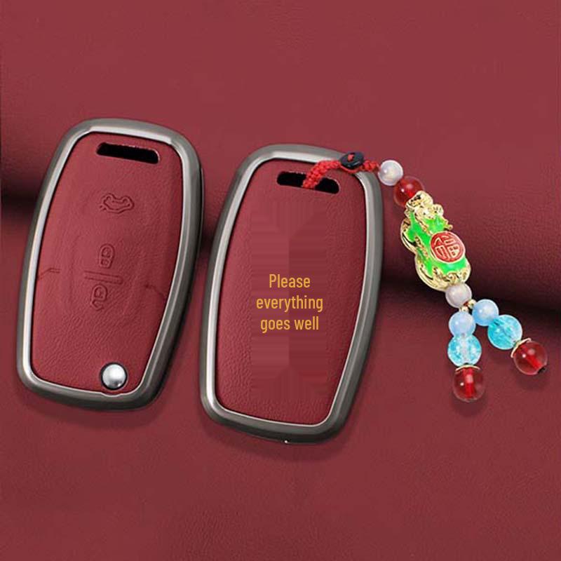 Genuine Leather Metal Key Holder for Southeast Lingzhi V5 V6 Folding Remote Key