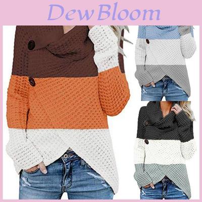 Stylish Women Long Sleeve Casual Knitted Sweater Jumper With Irregular Design