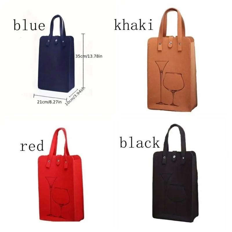 New Felt Red Wine Bag Gift Double Wine Gift Storage Bag Handheld Drink Bag