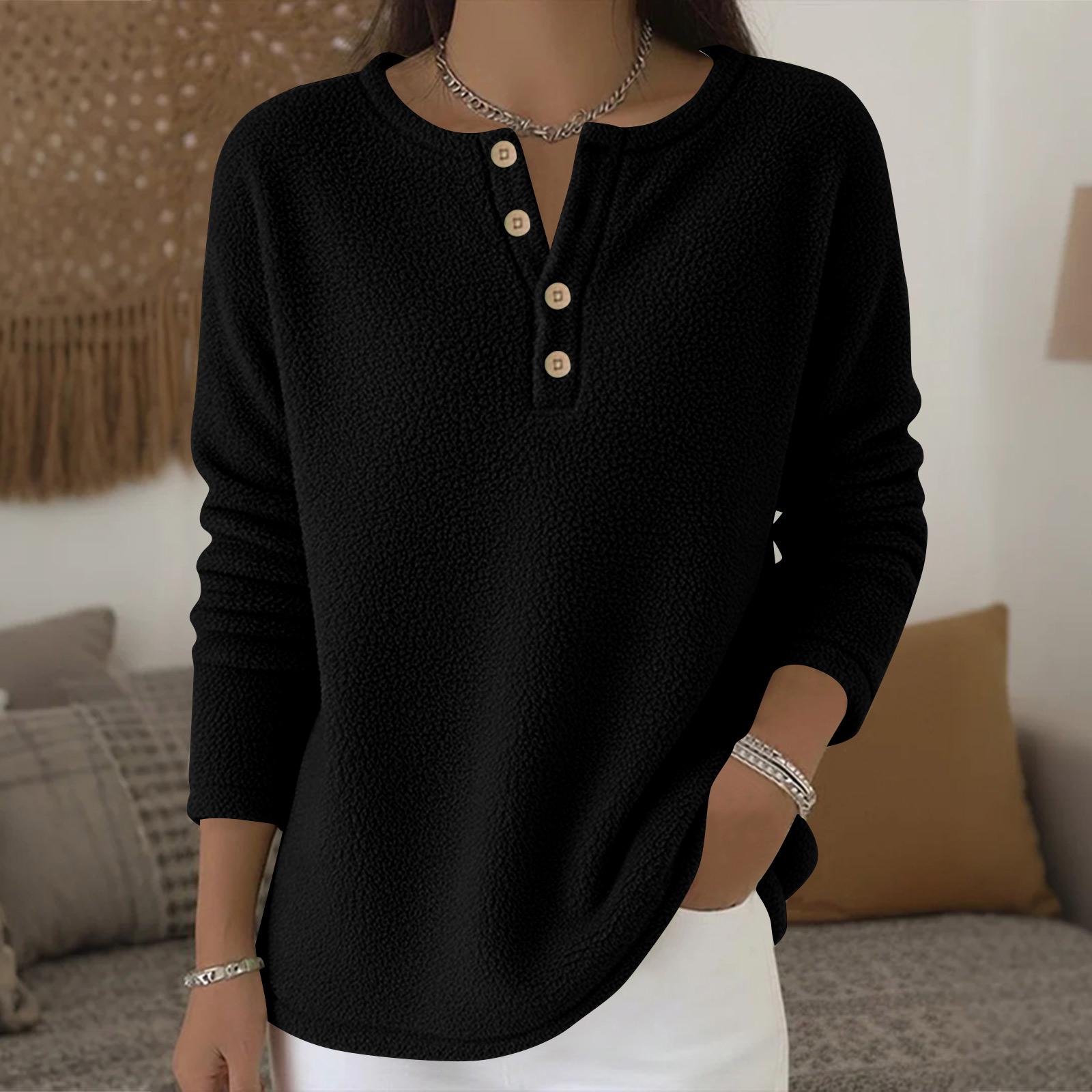 

Футболки для женщин, осенние повседневные рубашки с длинным рукавом, толстовка, винтажный топ с графическим принтом, пуловер L чёрный