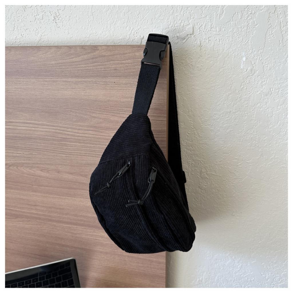 Bags, Women's Bags, Fashionable Autumn and Winter Crossbody Bags, Striped Velvet Women's Niche Chest Bags, Waist Bags