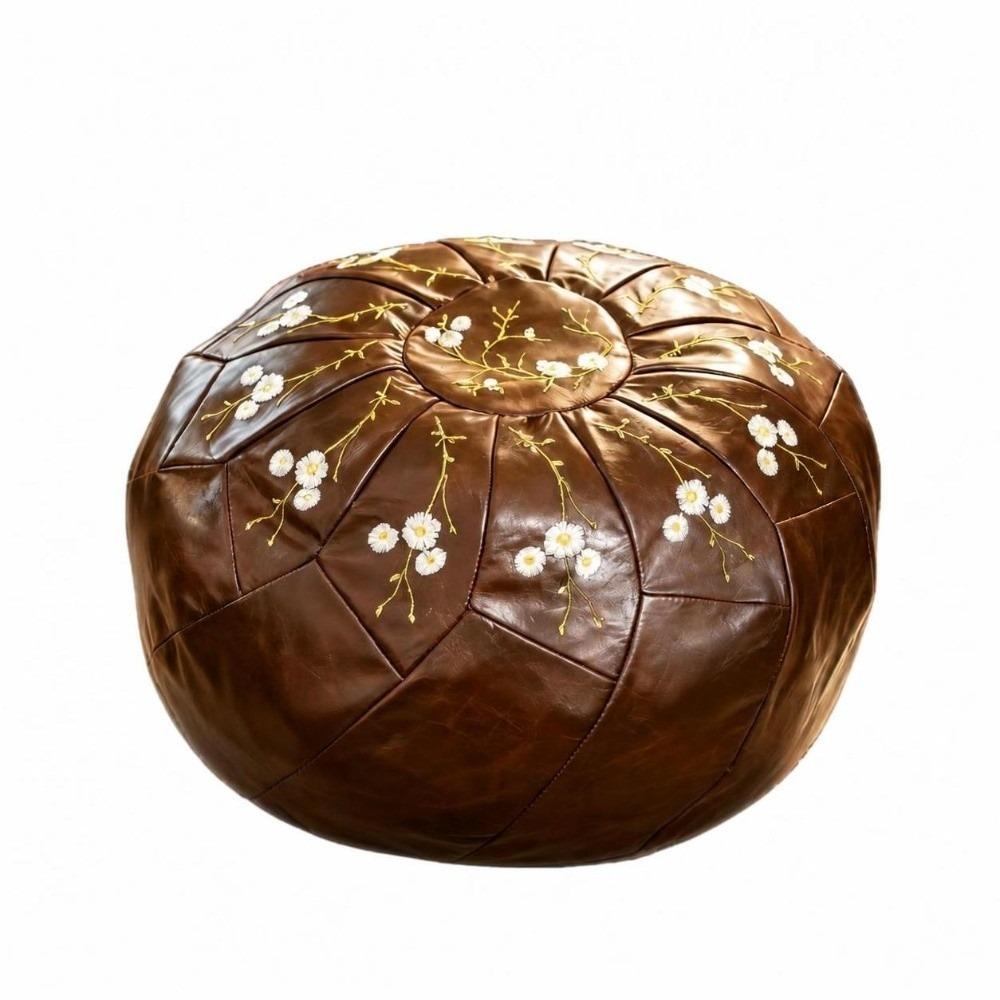 Unstuffed Pouf Ottoman PU Leather Footstool Cover New Storage Ottoman Home Use