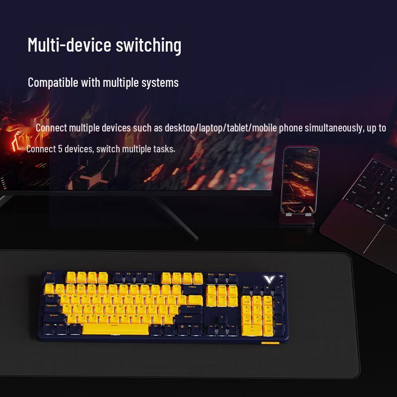 Rapoo V500PRO Tri-Mode 104-Key Mechanical Keyboard