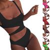 Women One Piece Swimsuit Cut Out Monokini Strappy Design High Waist Beachwear Swimwear