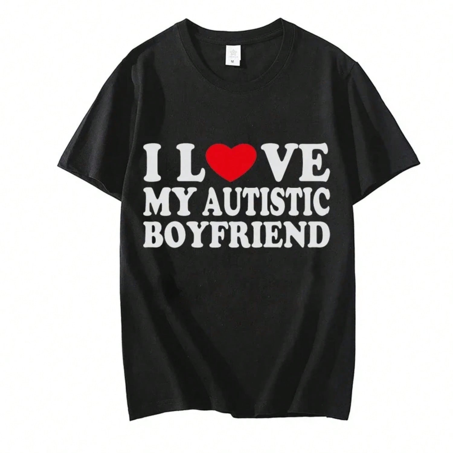 I Love My Autistic Boyfriend/Girlfriend Printed T-Shirts For Men Women Couple Matching Clothes I Heart My Autistic BF/GF Tshirts S разноцветный