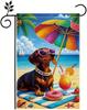 Summer Dog Garden Ag 12x18 Inch, Cute Dachshund Beach Garden Ag, Tropical Summer Outdoor Decorative Yard Ag for Lawn P