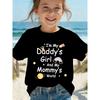 European sizes Girls' "I'M MY DADDY'S GIRL" T-Shirt with Fun Cartoon Letters, O-Neck, Short Sleeves