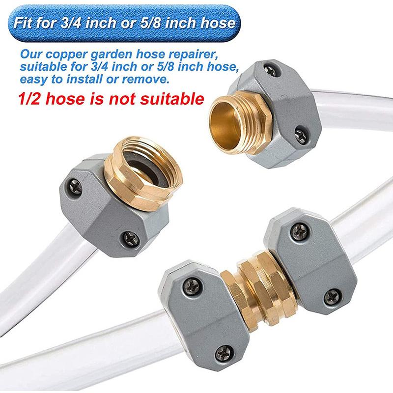 Zinc Aluminum 5/8-3/4 Inch Garden Hose Connector Water Pipe Connector Repairer Male and Female Connector Set