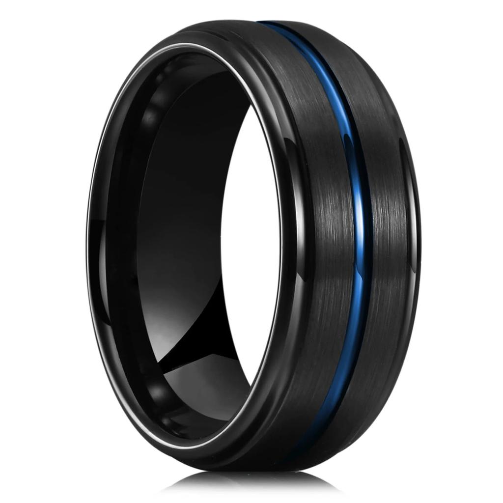 2024 Simple 8mm Red Stainless Steel Rings For Men Women Red Matte Finish Beveled Polished Edge Men Rings Wedding Band Jewelry