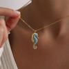 Seahorse Pendant Necklace | Gold Plated Stainless Steel with Zircon Inlay, Jewelry for Women