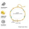 Vnox New Vintage Blue Turquoise Zircon Cross Charms Double Layered Anklet for Women, Summer Boho Vocation Foot Chain Jewelry
