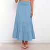 Women's Summer Bohemian Maxi Dress Elastic High Waist Pleated Ruffle Layered Culottes Casual Fashion Solid Color Flowy Skirt