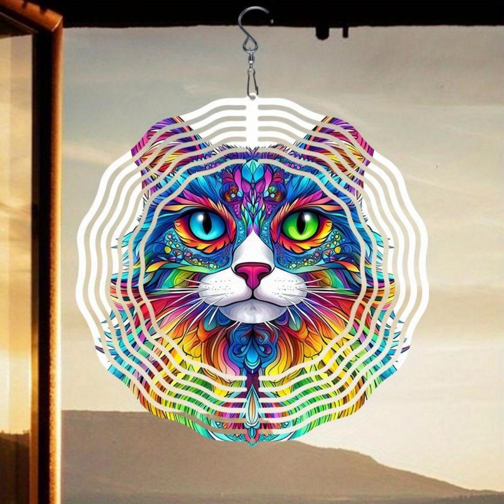 Durable Metal Wind Chime with 2D Rotating Seashell Design Colorful Reflective Outdoor Decor for Garden Patio Yard