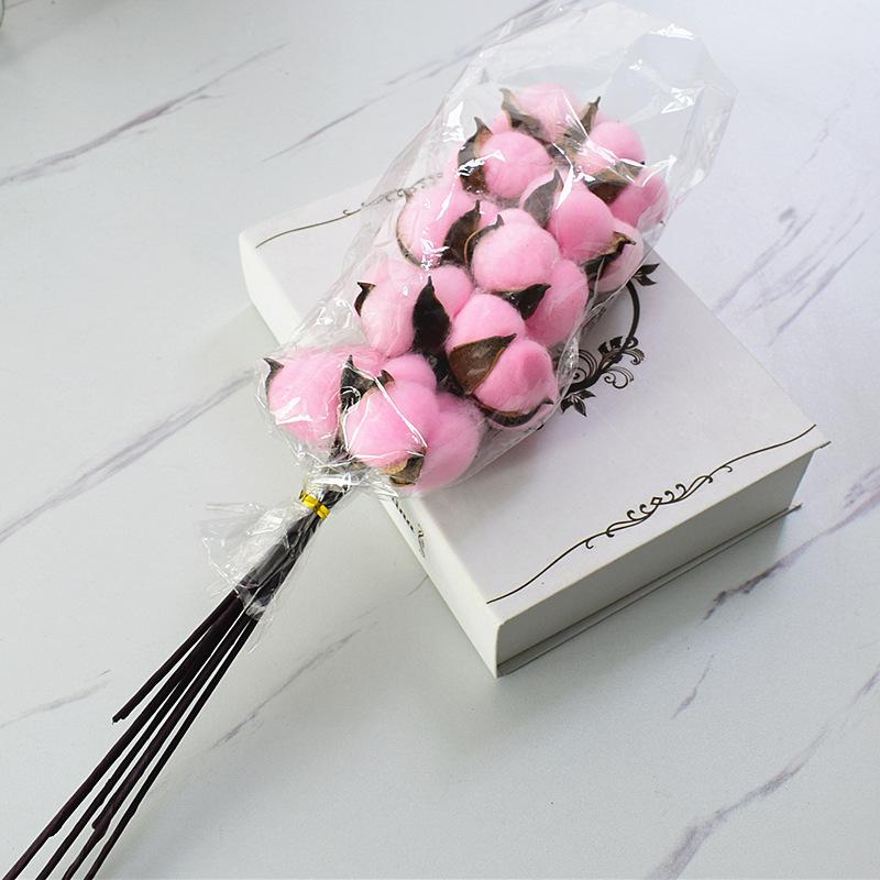 Simulation Cotton Head Natural Dried Flower Handmade Retro Country Style Flower Arrangement Wreath Bouquet Shooting Props