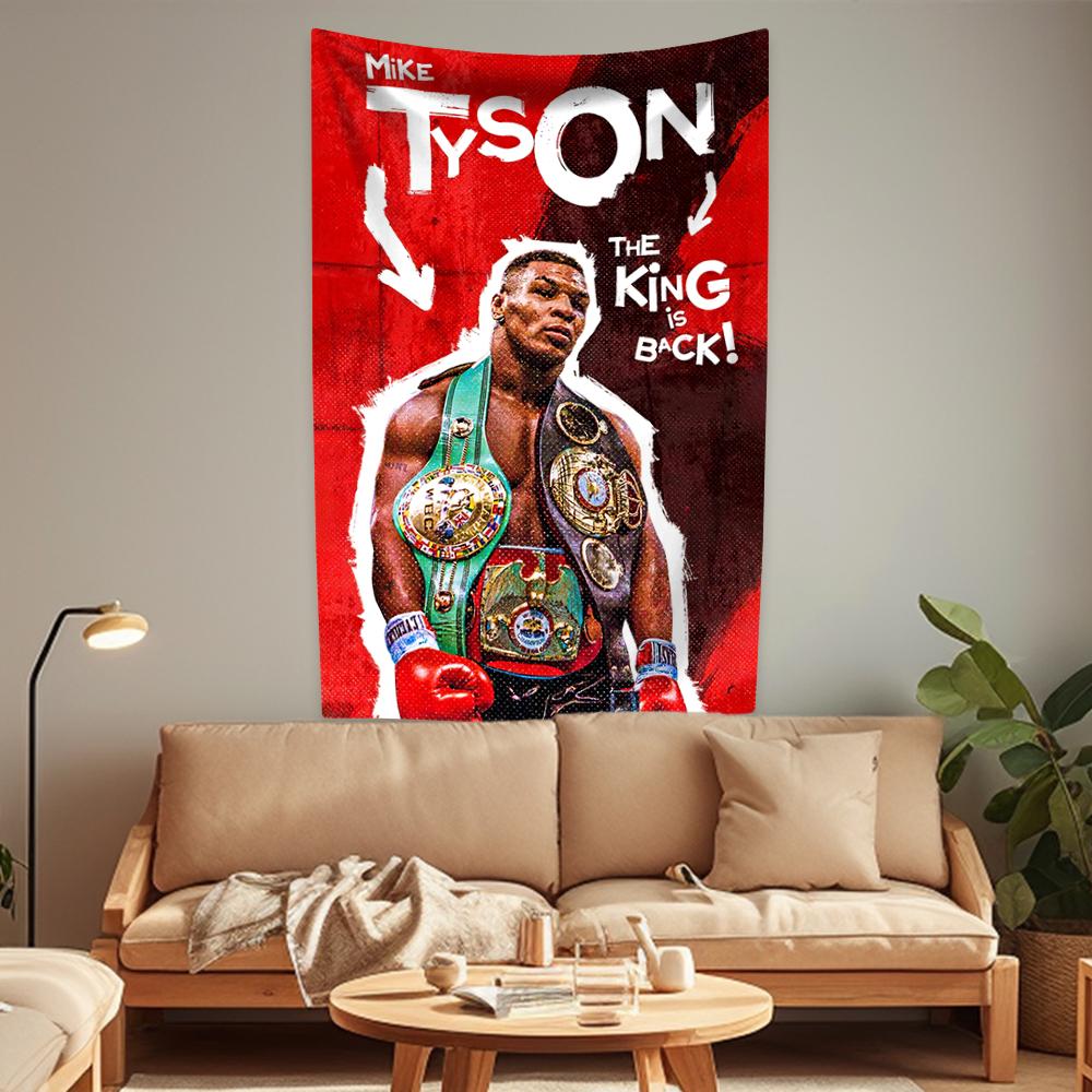 

Mike Tyson Tapestry Boxing Champion Poster Printed Wall Hanging Carpets Bedroom Or Home Decoration Party Backdrop 80x60in