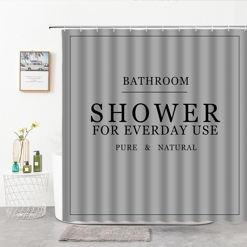 

Simple Letter Black White Shower Curtains Design Bathroom Curtain Nordic Home Decor Bathroom Accessories Bath Screen With Hooks W60H190(CM)-1 Pcs