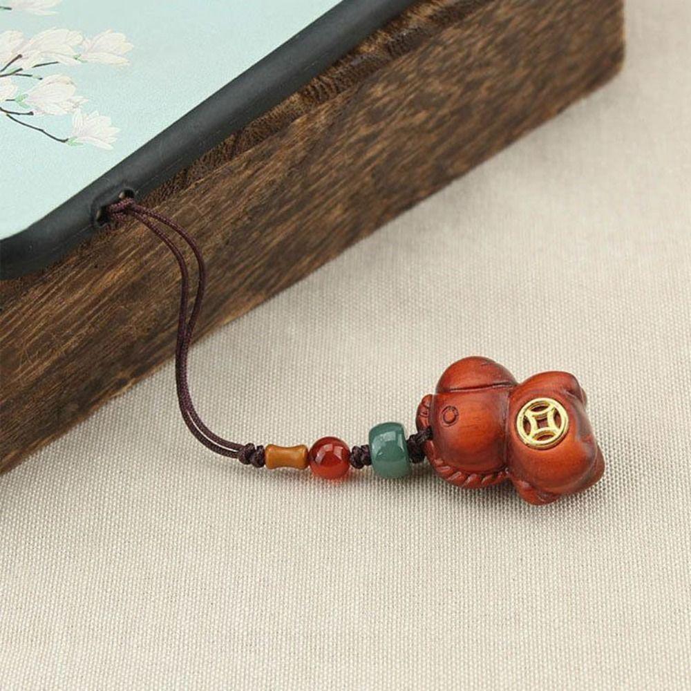 Retro Horse Mascot Keychain Cartoon Key Ring Chinese Style Wooden Horse Pendant Unisex