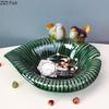 Green Leaf Ceramic Fruit Plate Painted Birds Decorative Trays Snacks Nuts Plate Dinner Table Fruits Bowl Candy Storage Tray