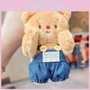 Cute Jinnew Cream Bear Plush Keychain With Denim Overalls For Stylish Keyring