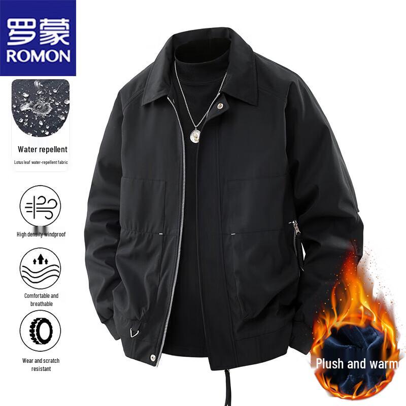 ROMON Men's Casual Turn-down Collar Jacket