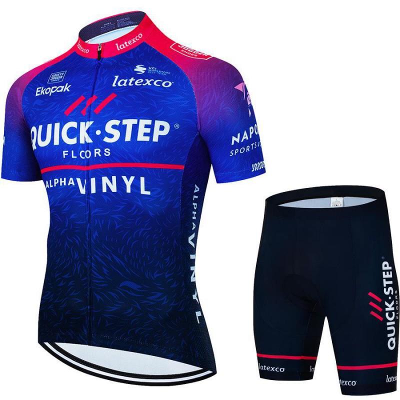 Quick Step Team Cycling Jersey Bib Shorts Set Men Women Breathable Ride Wear