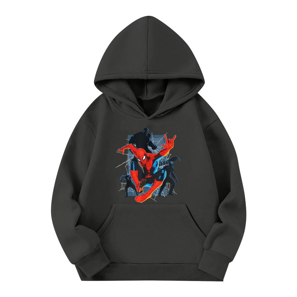 Kids Long Sleeve Pullover Hoodie with Pocket Letter Print Loose Fit Top