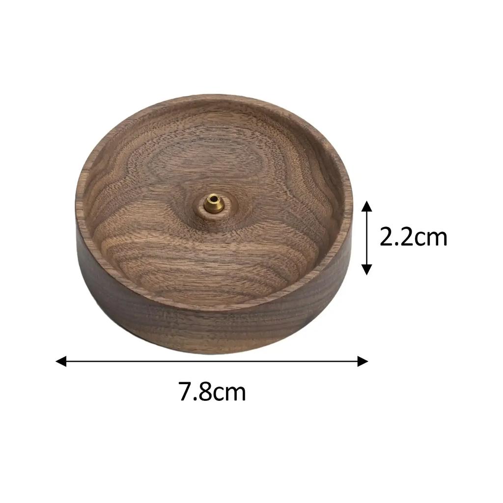 Wood Round Incense Burner Incense Sticks Holder Ash Catcher Desktop Centerpiece Home Fragrance for Yoga Bedroom Office Decor