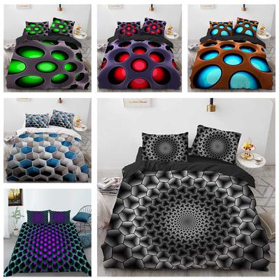 3D Digital Printed Honeycomb Pattern Bedding Set, Down Duvet Cover, Zipper Pillowcase AU/EU/US Single/double Bed Full Size Home Bedding