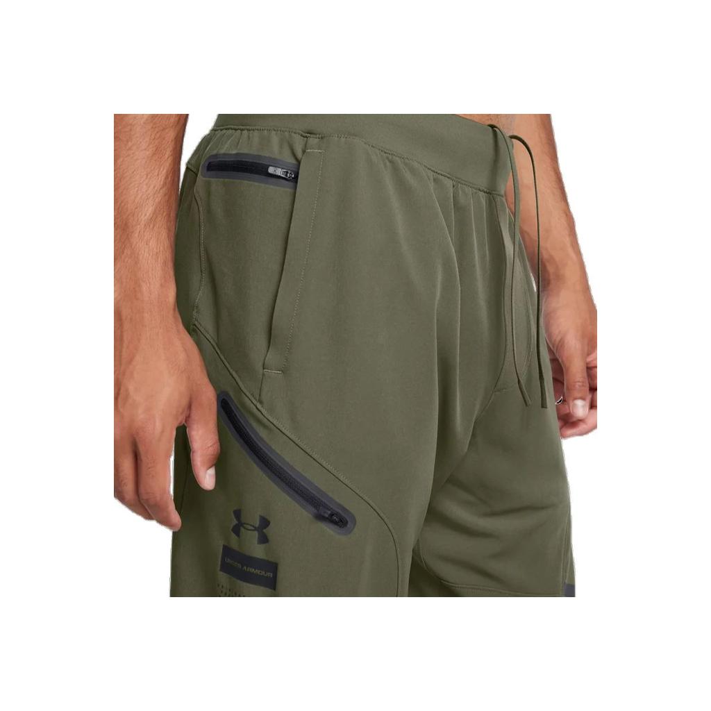 Under Armour Nezastavitelné Cargo Logo Jednobarevné Outdoorové Volný Střih Střední Pas Pánské spodky Tmavě Zelená 1352026-391
