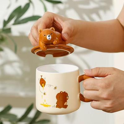 Naughty Bear Cup Chinese Valentine's Birthday Gift for Girls Graduation Mug for Best Friends Couple Practical Souvenir Gift Water Cup