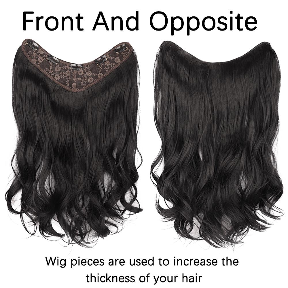LISI HAIR Synthetic Long Head Half Wig V-Shape Clip In Hair Extension Fluffy Thick Hairpiece Big Wavy Hairpieces For Women Daily Cosplay Party Wear