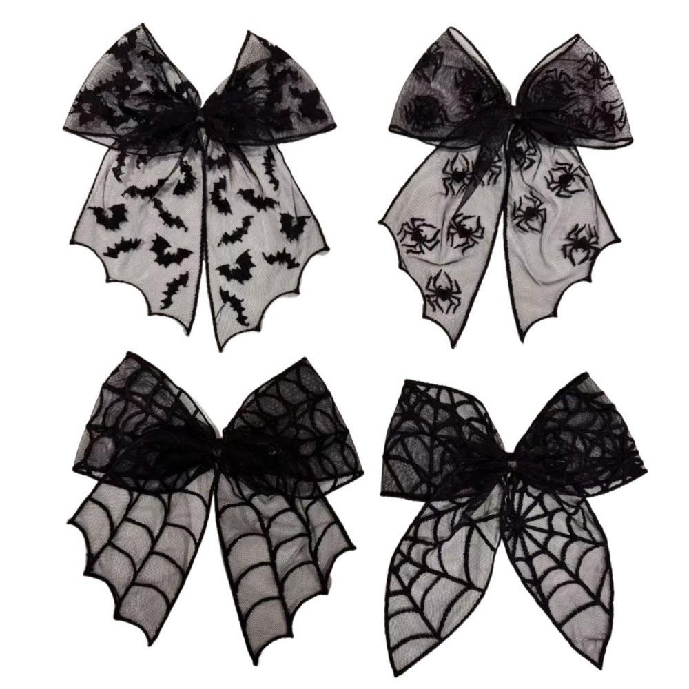 Netz Schleife Halloween Haarspangen Fledermaus Stickerei Schleife Haarspangen Neue Haarspangen Haarschmuck