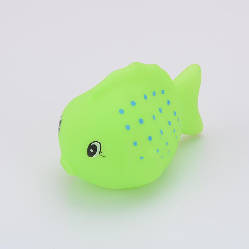 Colorful Spotted Fish and Cute Yellow Duck Bath Toys with Squeaky Sound