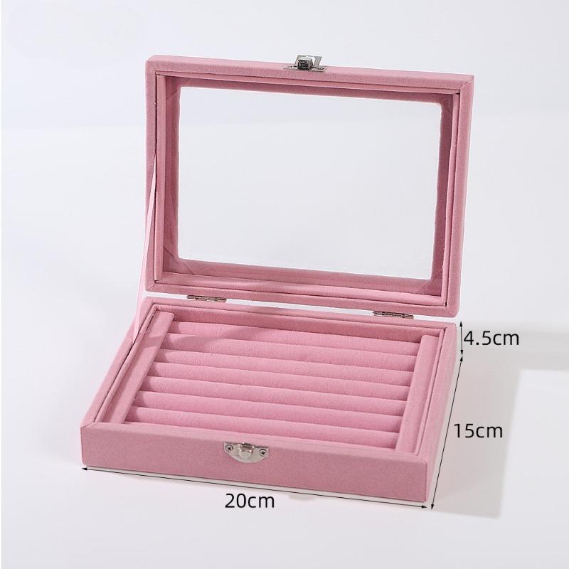 Single-layer Flannel Window-opening Acrylic Jewelry Storage Box, Ring, Earrings, Stud Earrings, Jewelry Finishing and Display Box.