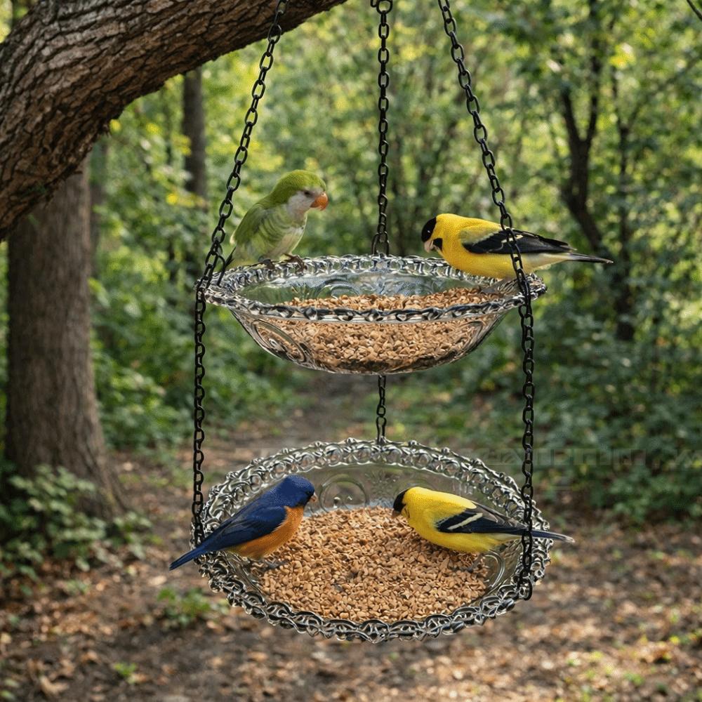 Transparent Hanging Bird Feeder Double Plates Hummingbird Feeder Bird Bathtub  Farm
