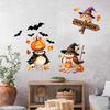 Removable Holiday Wall Art Cartoon Halloween Sticker, Self Adhesive PVC Decal, Wizard Pumpkin Bat Decals Birds Scarecrows Jack-o-lanterns Pattern