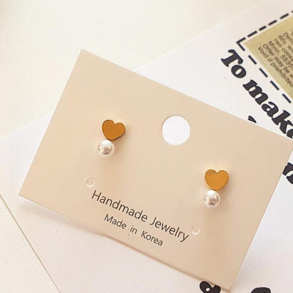 Women's Pearl Heart Mini Surgical Steel Petite Earrings (10704871)