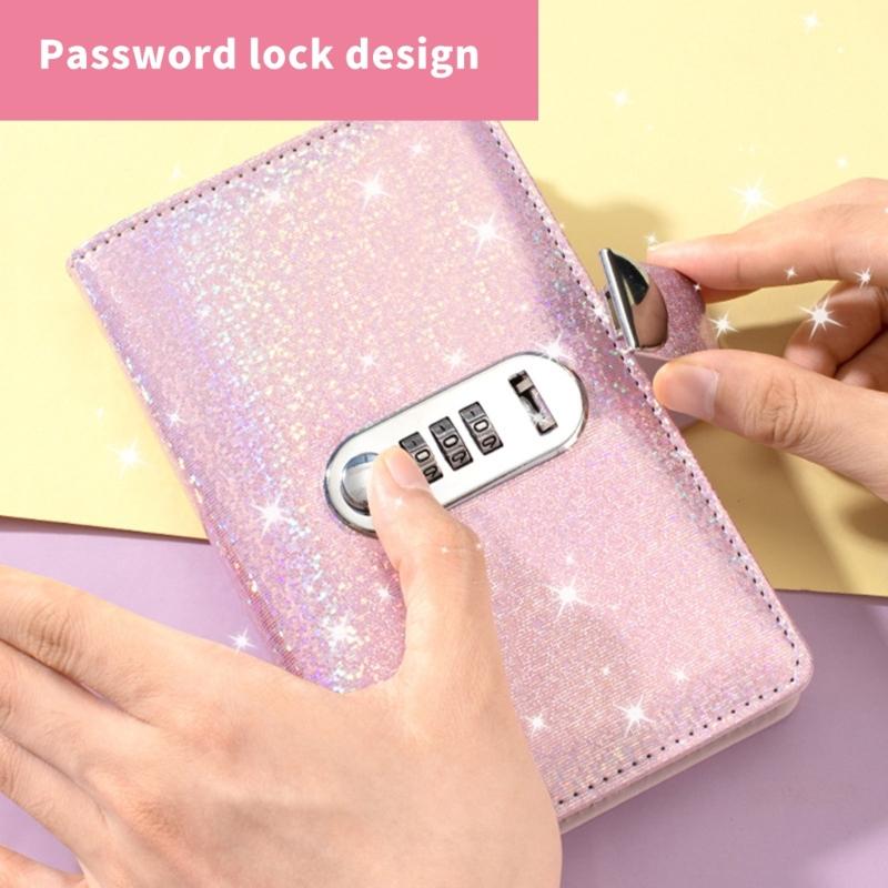 Money Organiser Notebook with Password Lock 50 Clear Plastic Sleeve Portable Money Saving Book for Travel and Daily Use