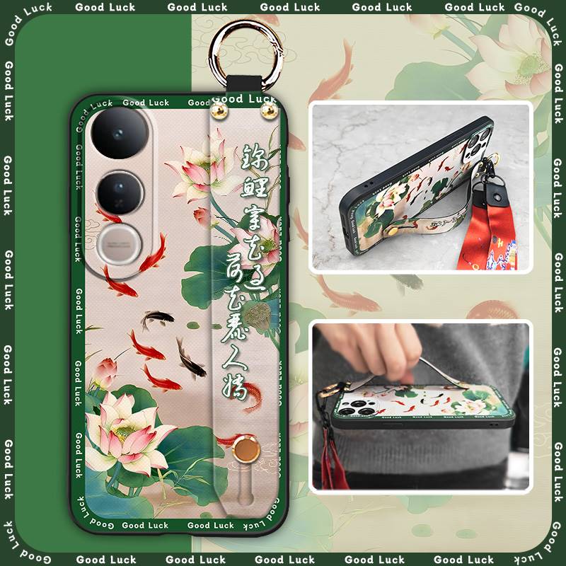 Elderly Lady Dirt-resistant Phone Case For VIVO V50 Lite 5G Global Waterproof Lanyard For Mom Silicone Back Cover Ring