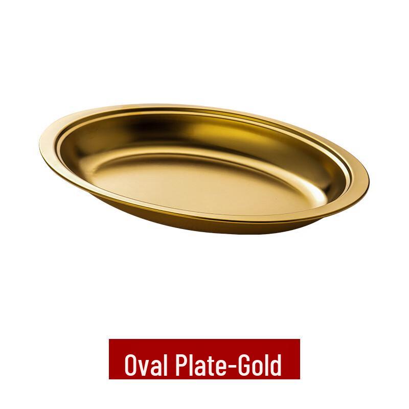 

ZISIZ Korean Golden Round Serving Plate Set