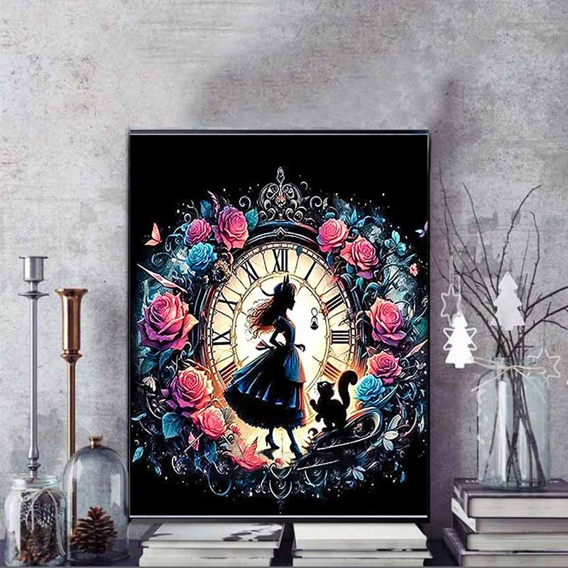 Disney Diamond Painting Alice and The Cheshire Cat Illustration Mosaic Embroidery Image Creation Diamond Painting Cross Stitch Home Decoration 5D DIY